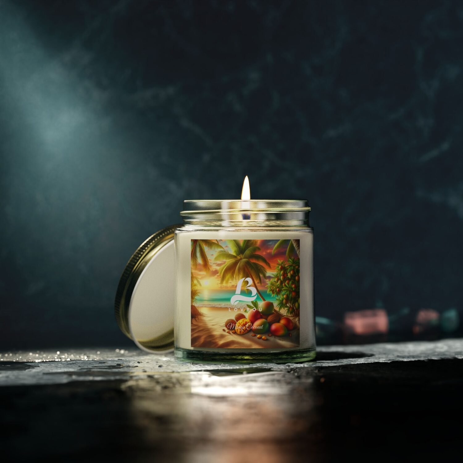 Scented Candle, Mango Coconut Tropical - Coconut Apricot Wax (4oz, 9oz) - Image 3
