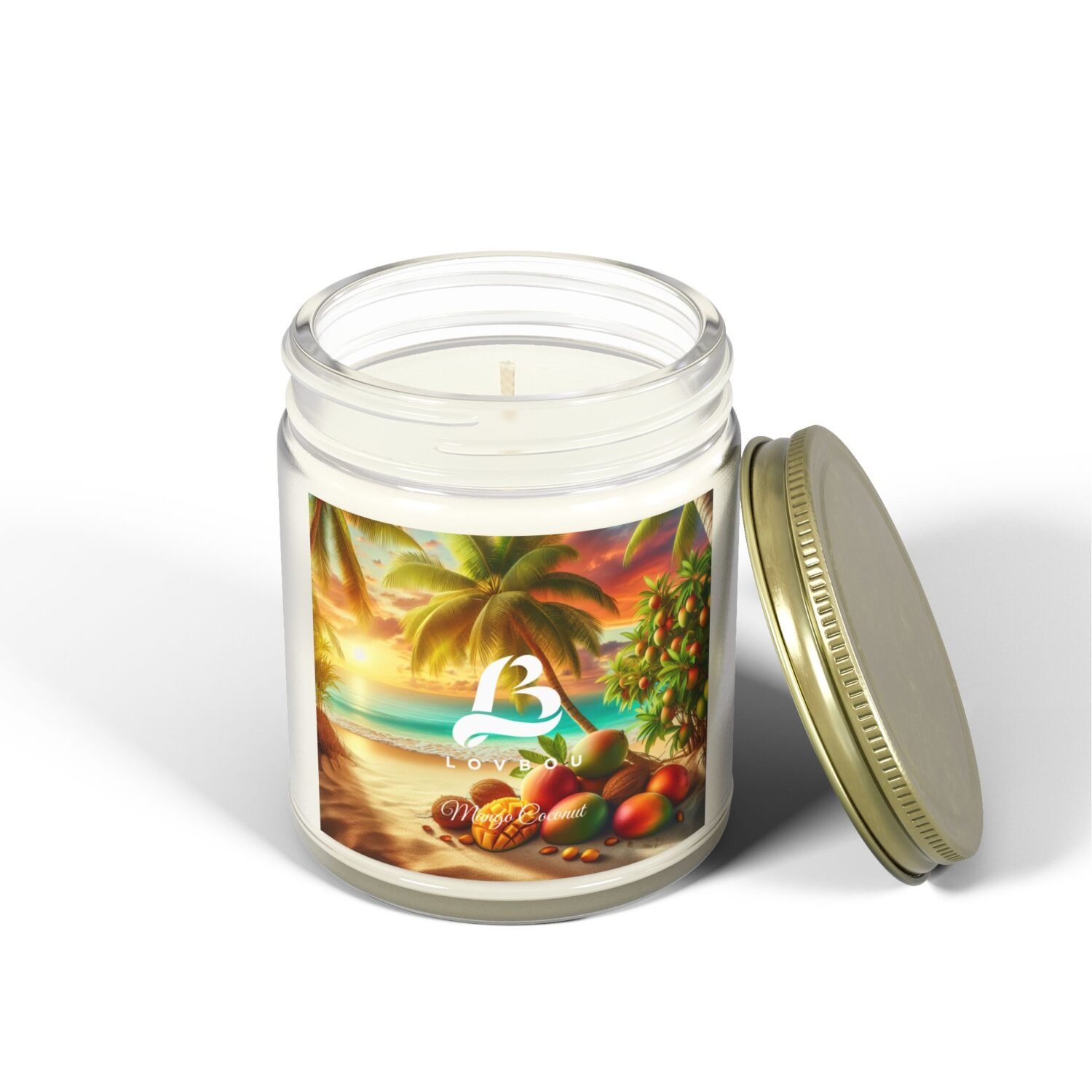 Scented Candle, Mango Coconut Tropical - Coconut Apricot Wax (4oz, 9oz) - Image 5